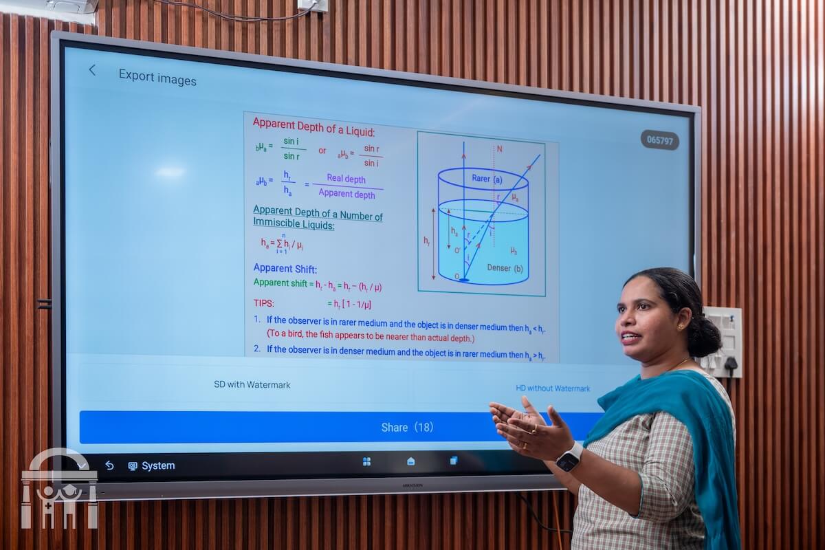 Teacher using Smart Board at Guru Nanak Mission Public School in Dhahan Kaleran, Punjab